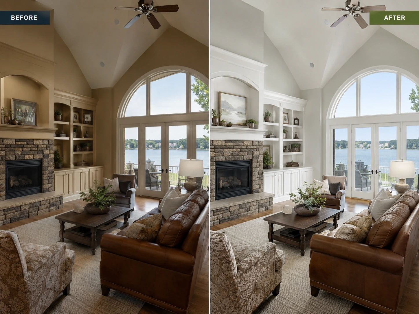 Interior painting before and after